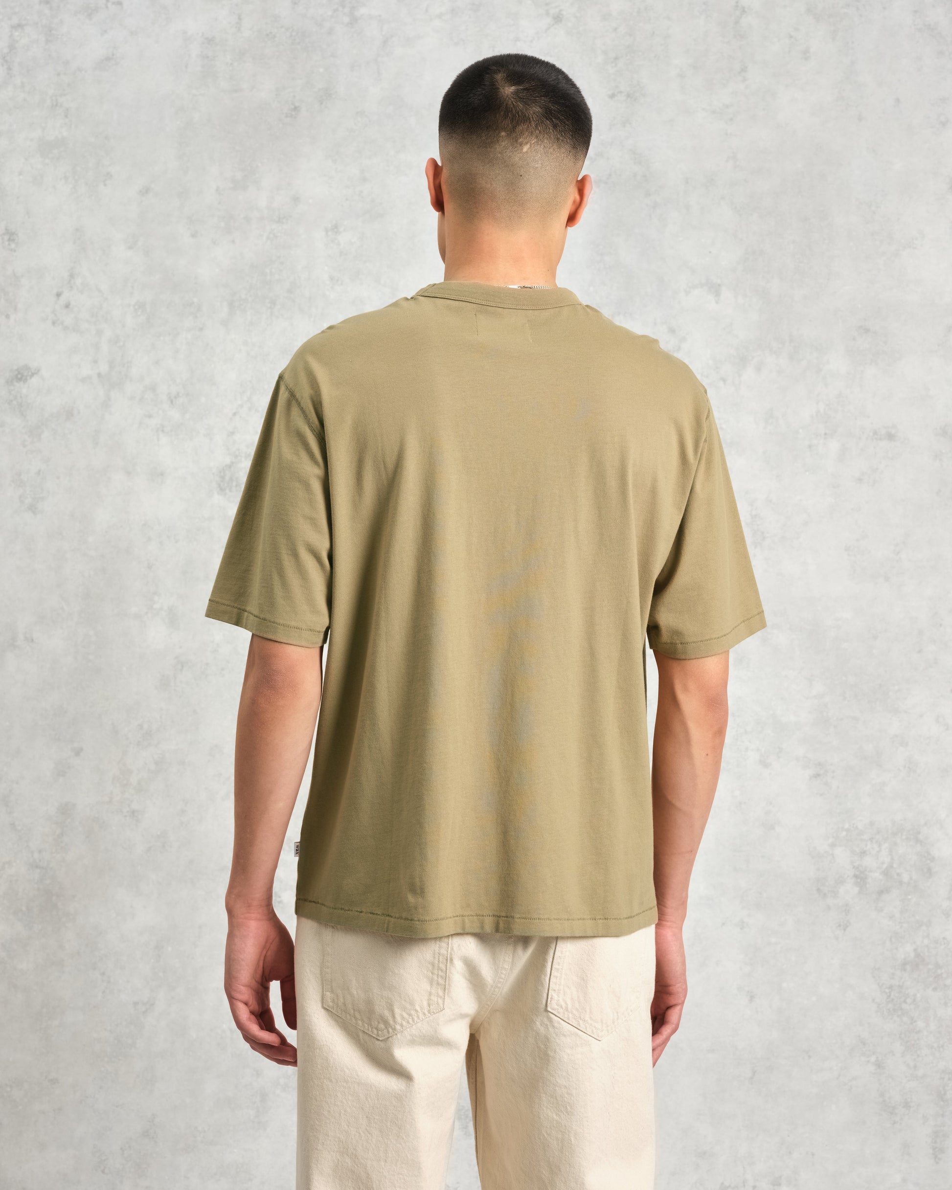 wax london men's Milton - Khaki Green Organic Compact Cotton T-Shirt