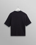 wax london men's Milton - Navy Organic Stripe Waffle Cotton T-Shirt