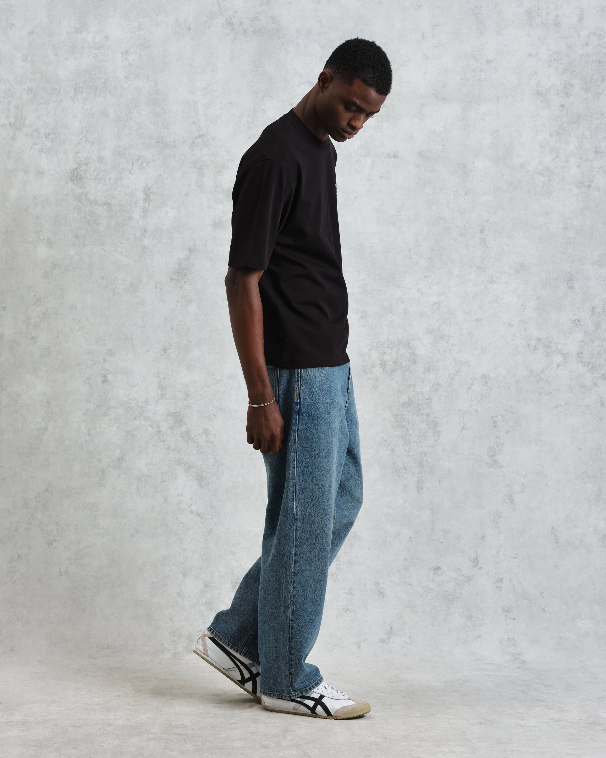 wax london men's Milton - Black Stacked Text Graphic Organic Cotton T-Shirt
