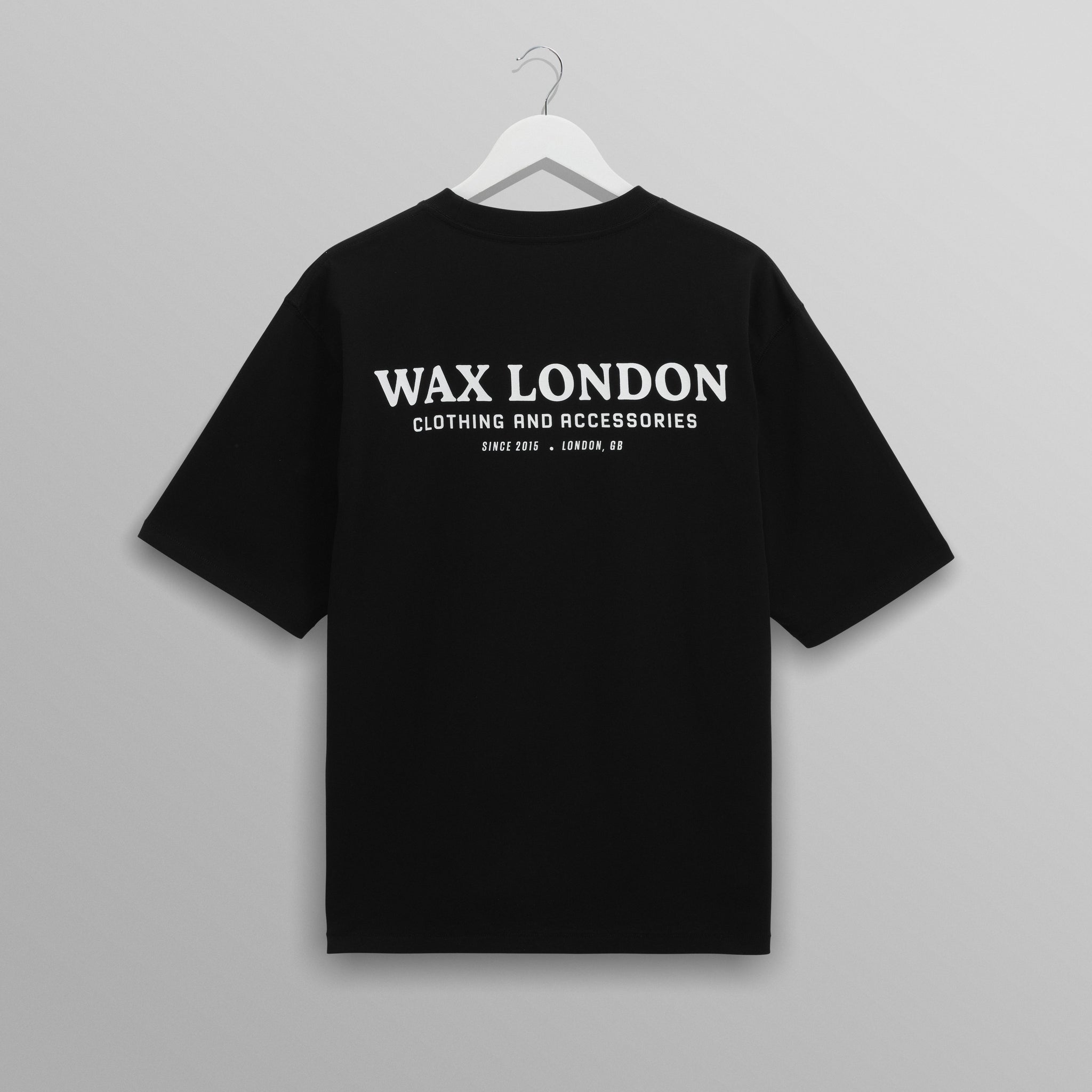 wax london men's Milton - Black Stacked Text Graphic Organic Cotton T-Shirt