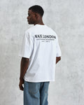 wax london men's Milton - White Stacked Text Graphic Organic Cotton T-Shirt