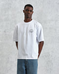 wax london men's Milton - White Stacked Text Graphic Organic Cotton T-Shirt