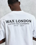 wax london men's Milton - White Stacked Text Graphic Organic Cotton T-Shirt