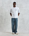 wax london men's Milton - White Stacked Text Graphic Organic Cotton T-Shirt