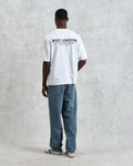wax london men's Milton - White Stacked Text Graphic Organic Cotton T-Shirt
