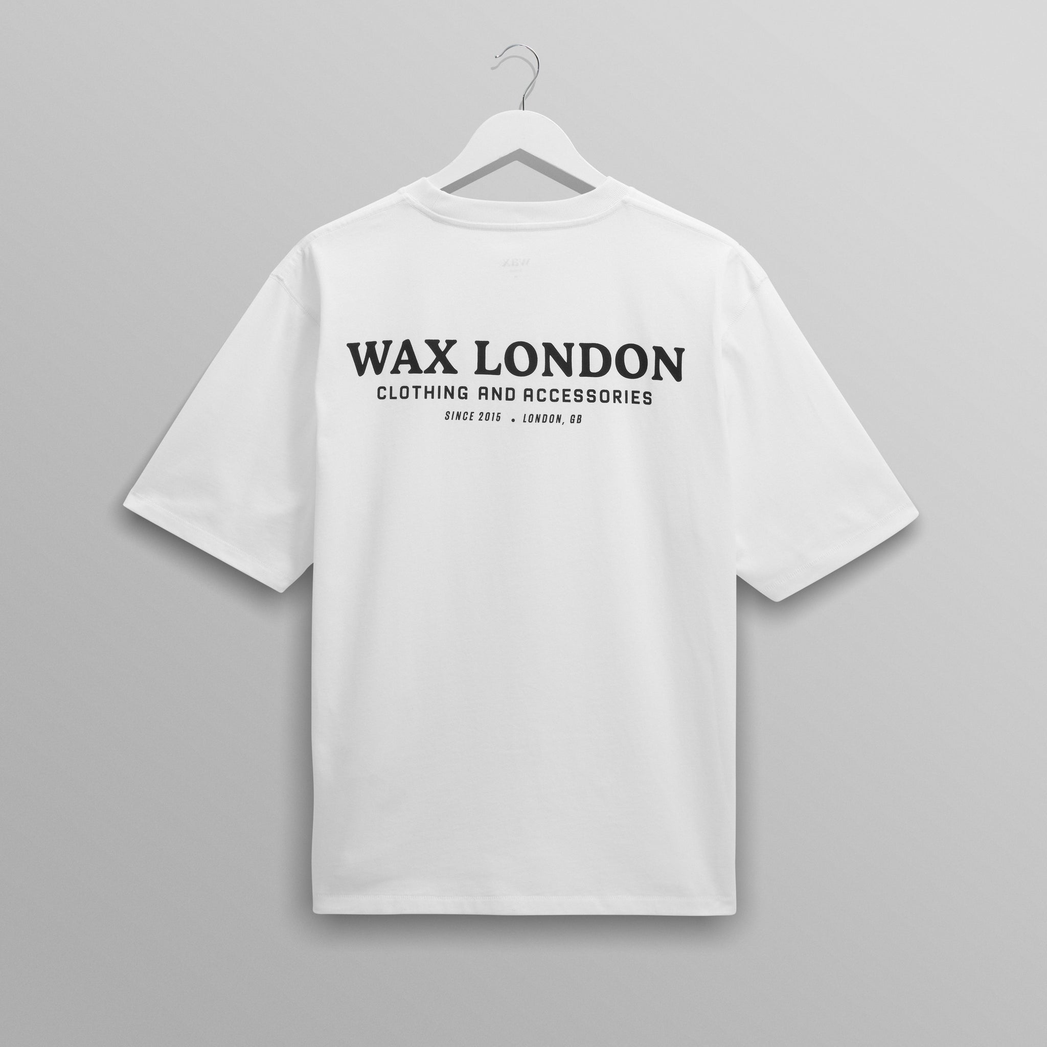 wax london men's Milton - White Stacked Text Graphic Organic Cotton T-Shirt