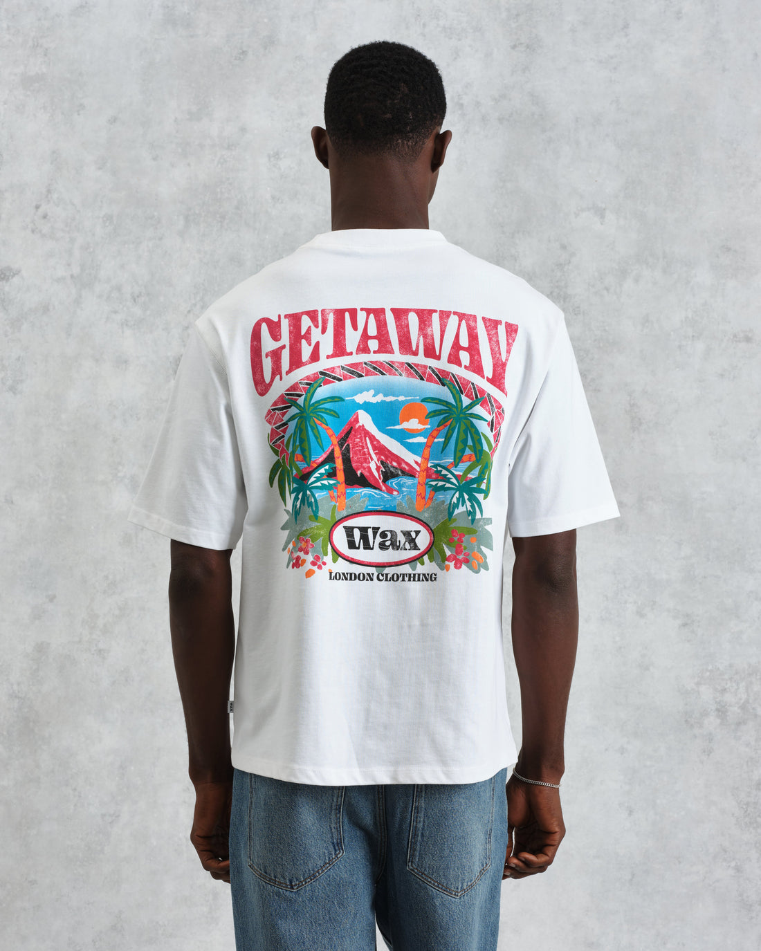 wax london men's Milton - White Getaway Graphic Cotton T-Shirt