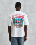 wax london men's Milton - White Getaway Graphic Cotton T-Shirt