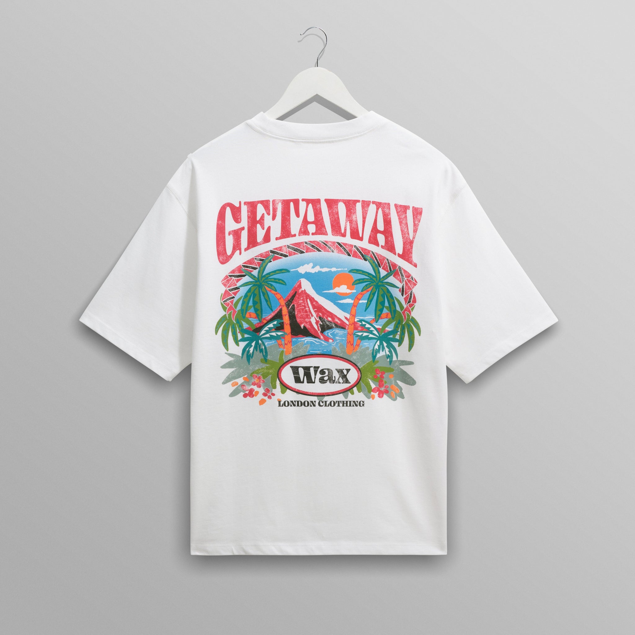 wax london men's Milton - White Getaway Graphic Cotton T-Shirt