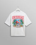 wax london men's Milton - White Getaway Graphic Cotton T-Shirt