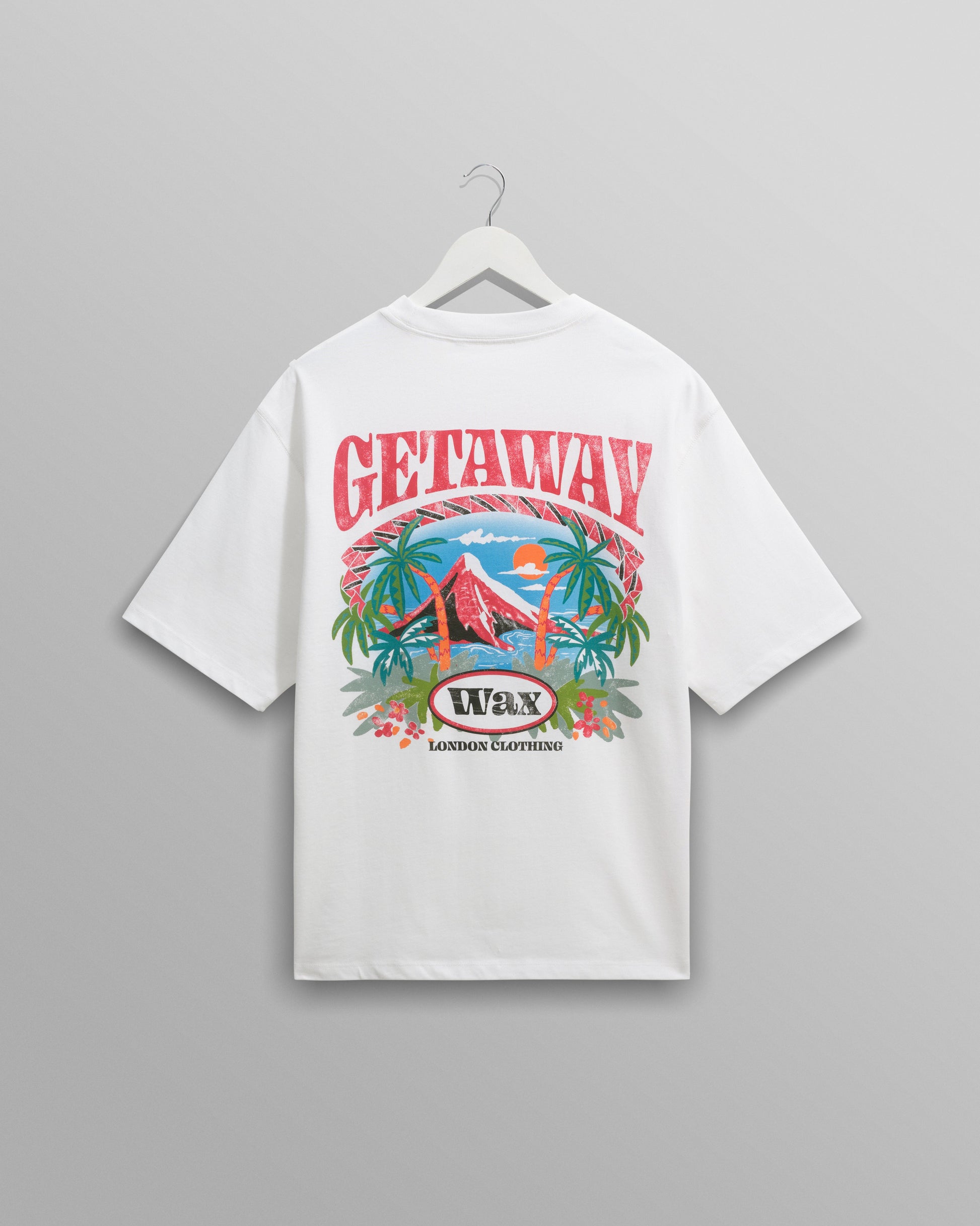wax london men's Milton - White Getaway Graphic Cotton T-Shirt