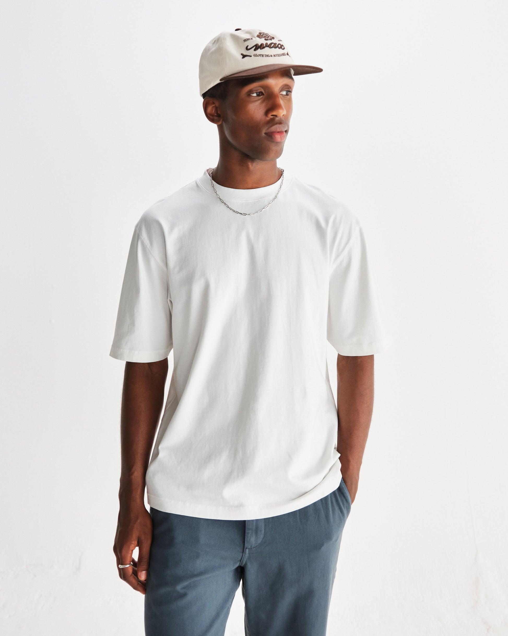 wax london men's Milton - White Organic Compact Cotton T-Shirt