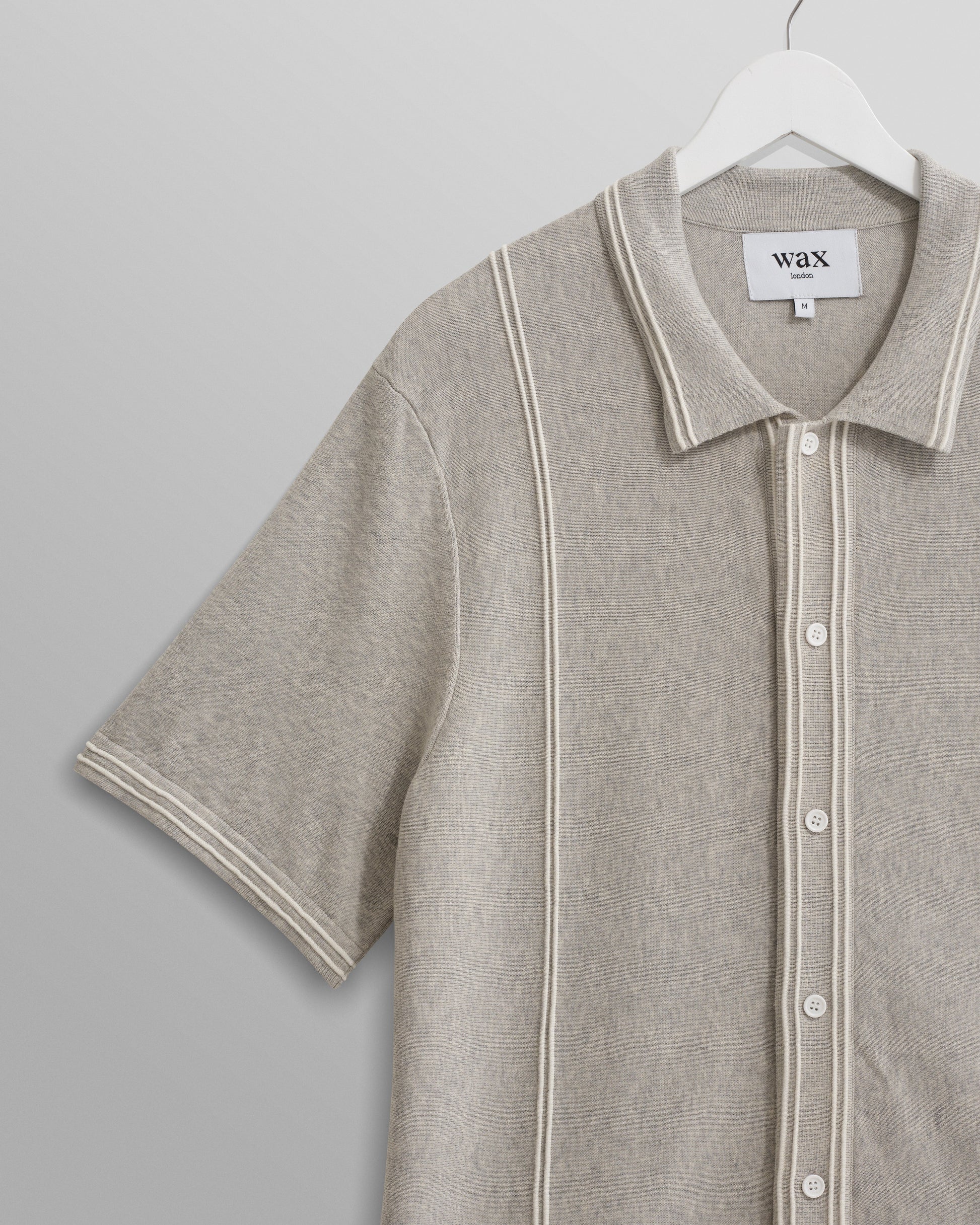 wax london men's Minori Shirt Grey Milano Stitch