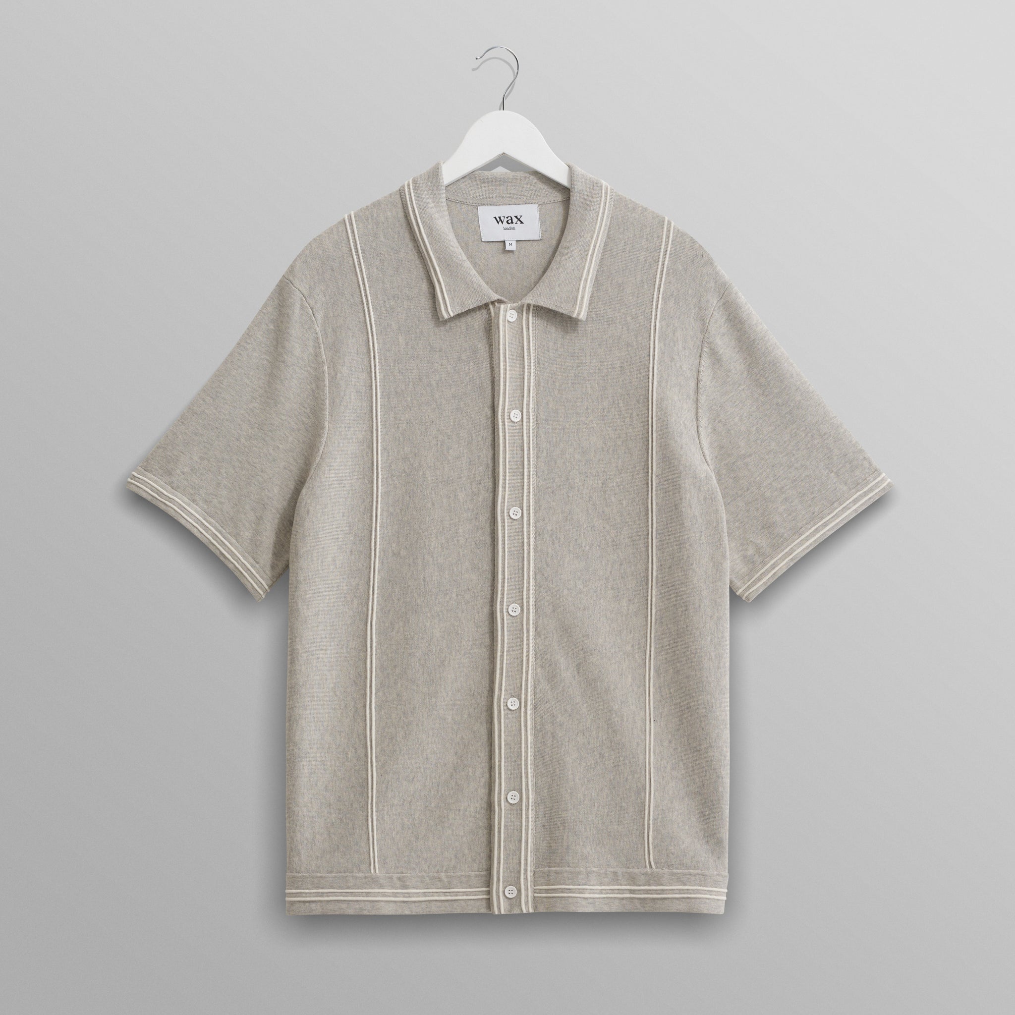 wax london men's Minori Shirt Grey Milano Stitch