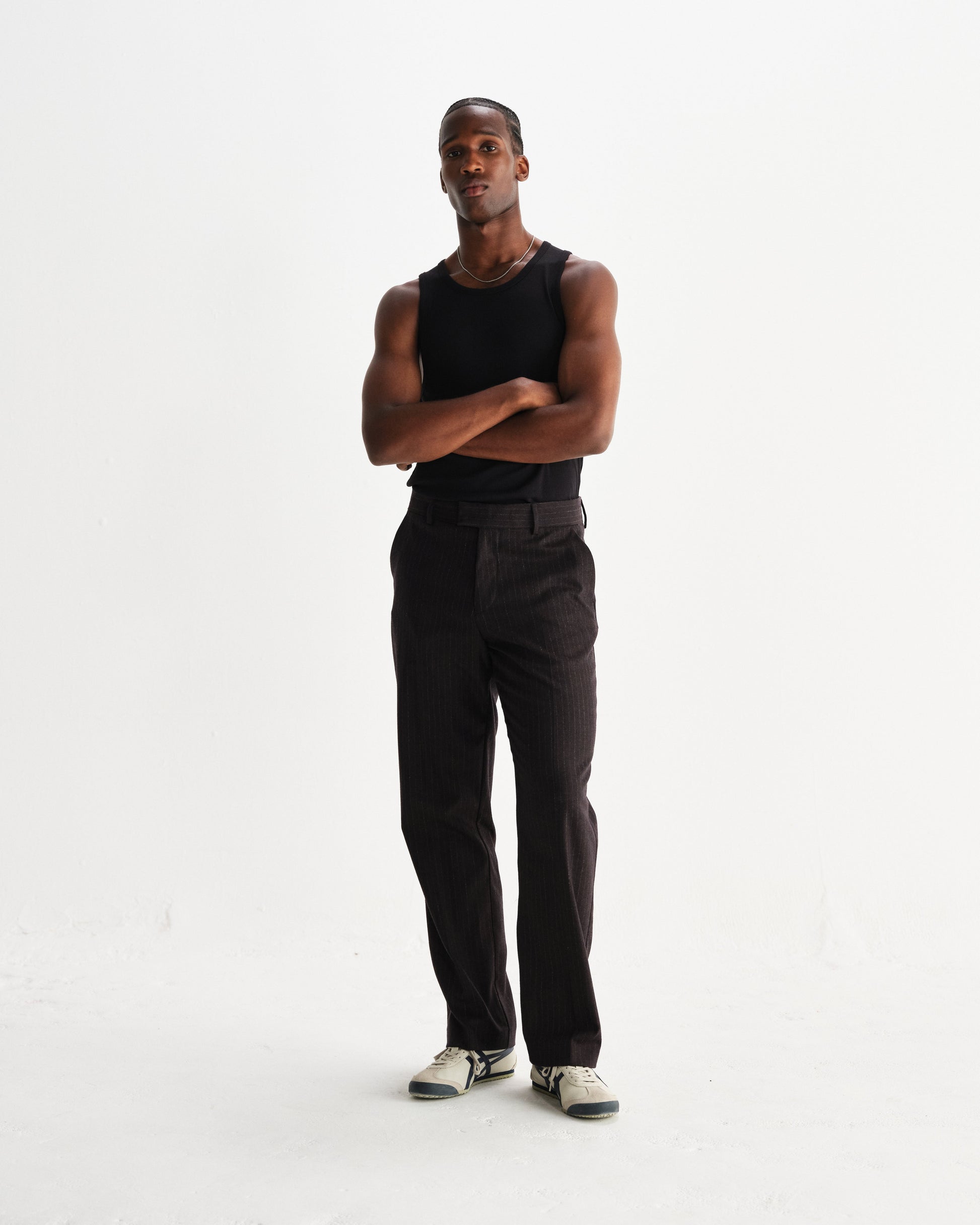 wax london men's Montague - Black Ribbed Organic Cotton Vest