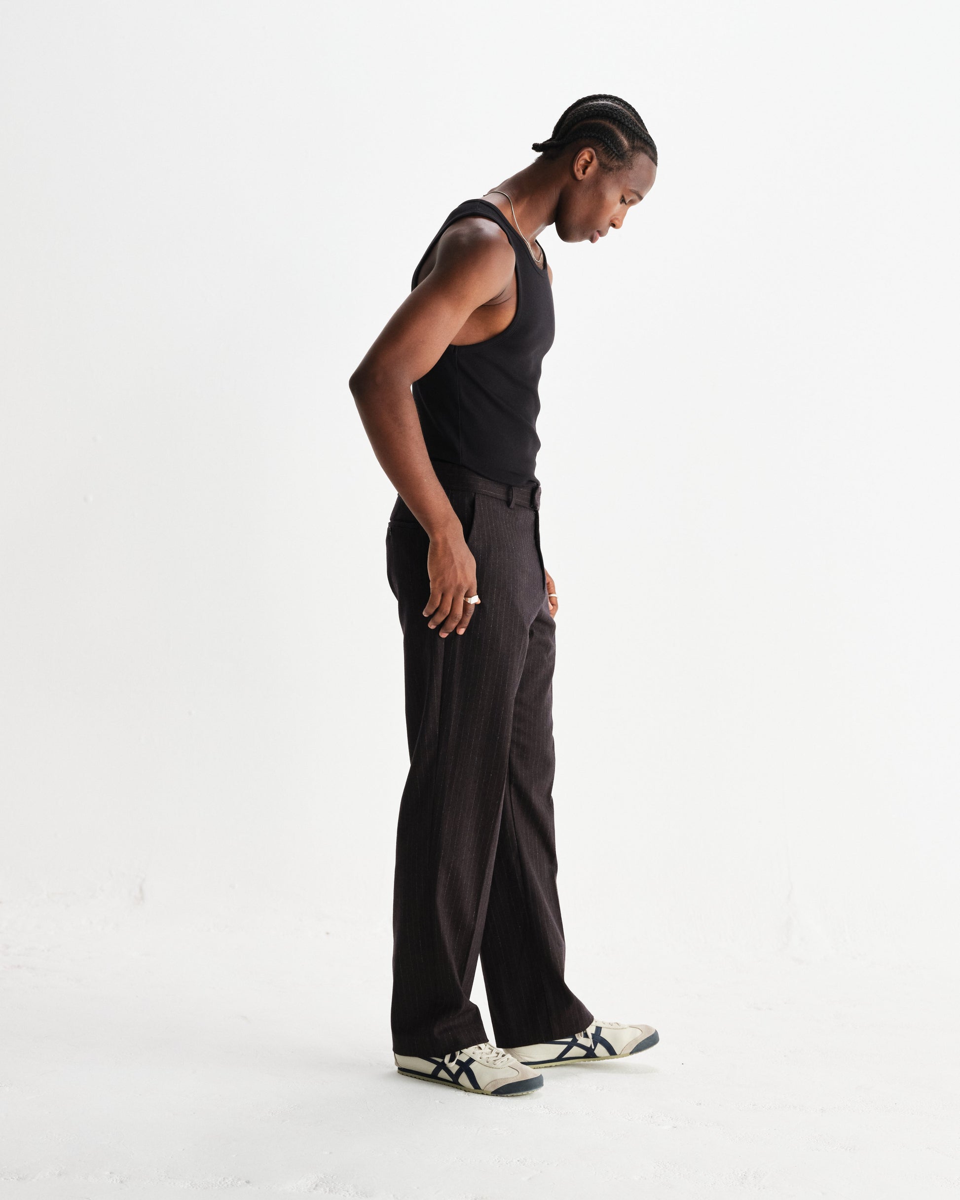wax london men's Montague - Black Ribbed Organic Cotton Vest