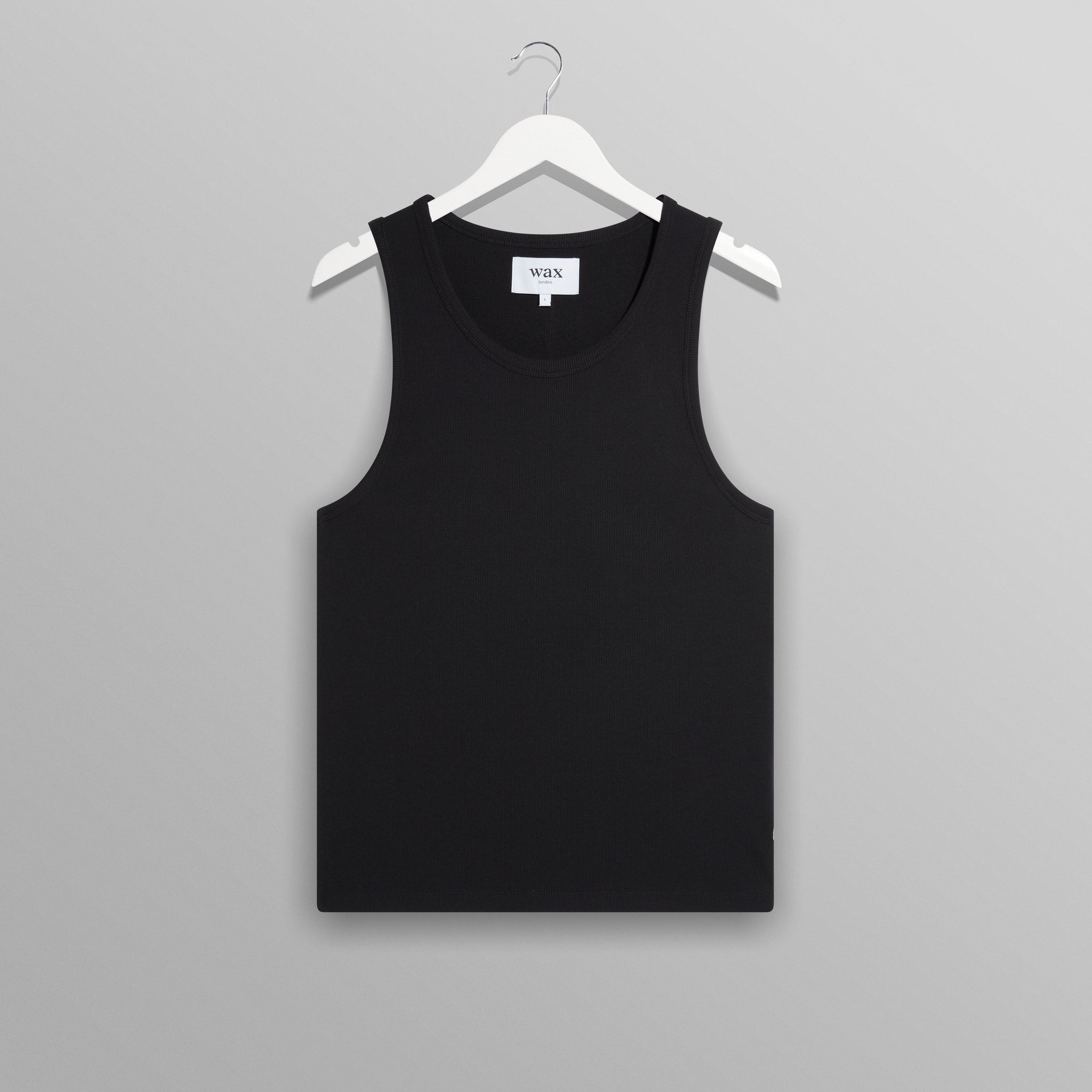 wax london men's Montague - Black Ribbed Organic Cotton Vest