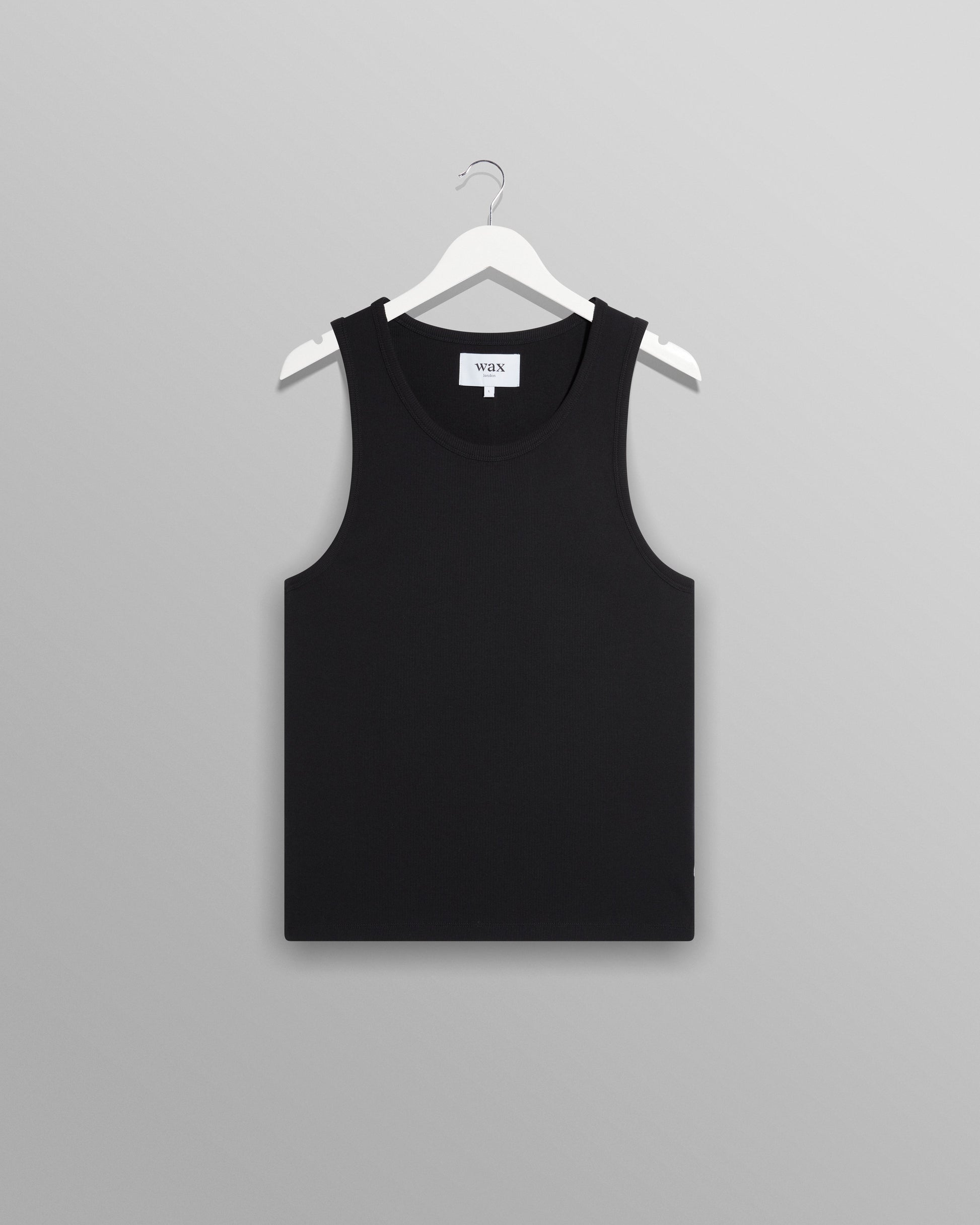 wax london men's Montague - Black Ribbed Organic Cotton Vest