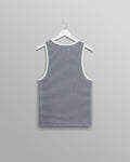 wax london men's Montague - Blue And Ecru Striped Ribbed Organic Cotton Vest