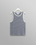 wax london men's Montague - Blue And Ecru Striped Ribbed Organic Cotton Vest