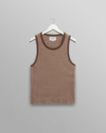 wax london men's Montague - Brown And Ecru Striped Ribbed Organic Cotton Vest