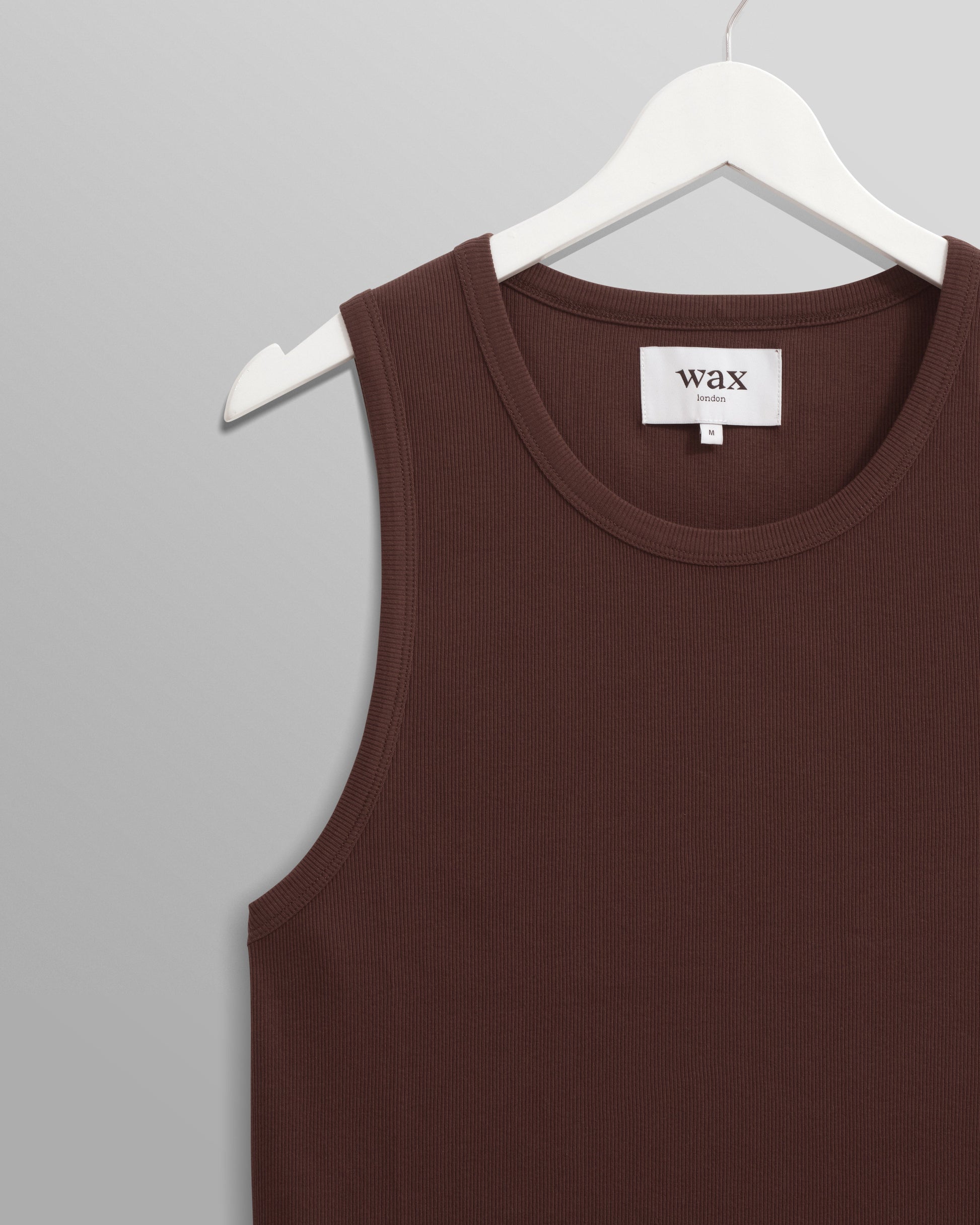 wax london men's Montague - Brown Ribbed Organic Cotton Vest