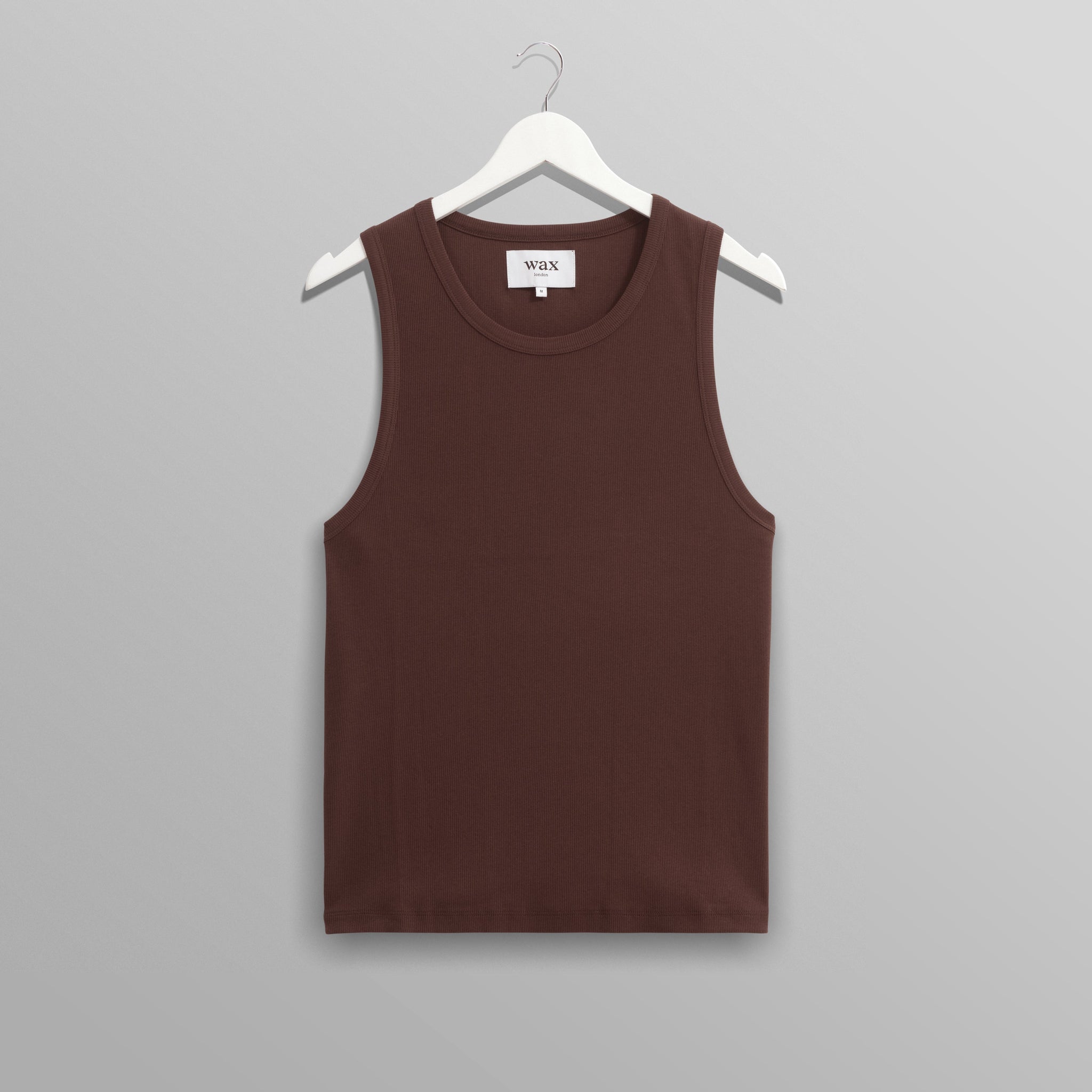 wax london men's Montague - Brown Ribbed Organic Cotton Vest