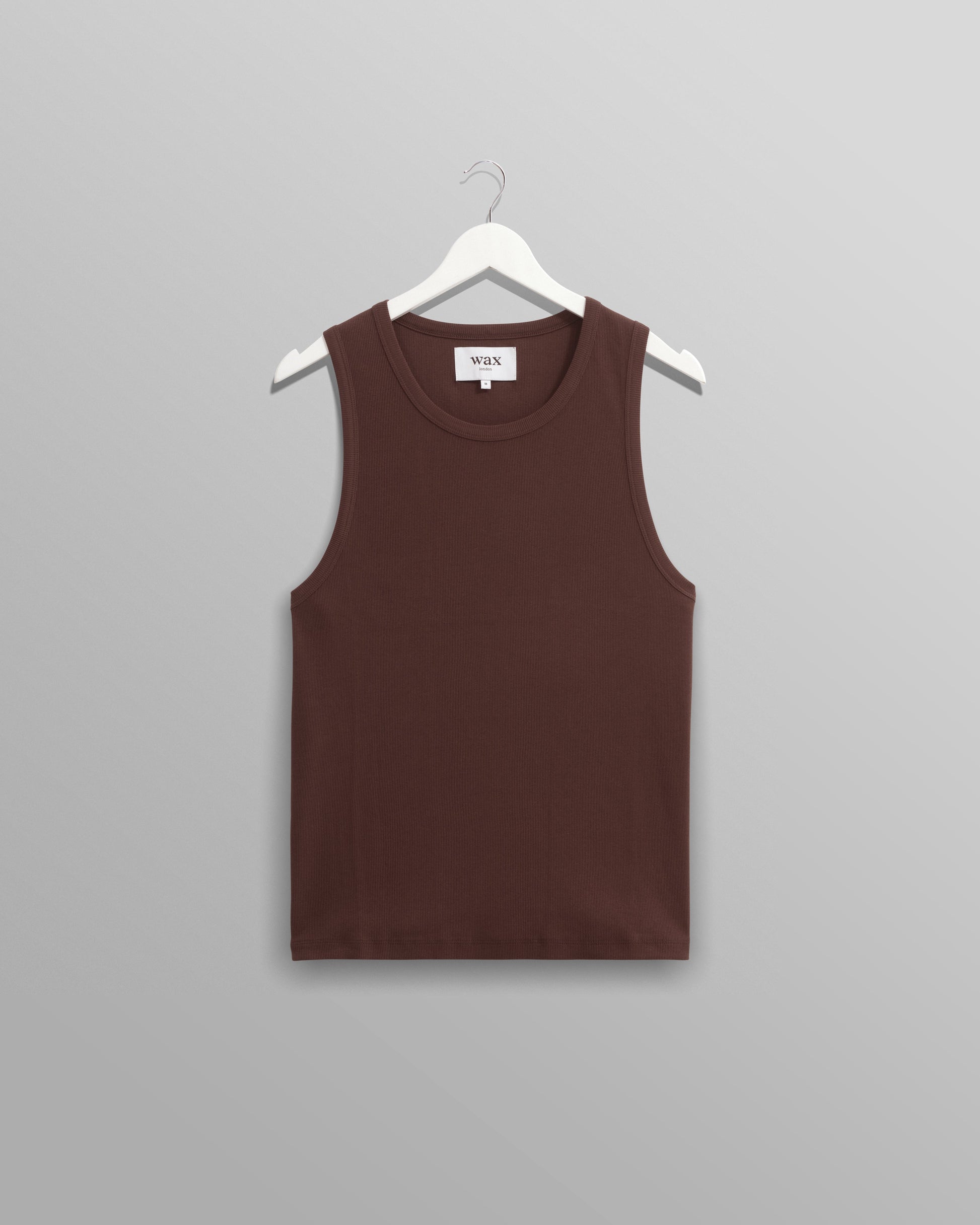 wax london men's Montague - Brown Ribbed Organic Cotton Vest