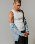 wax london men's Montague - Ecru Ribbed Organic Cotton Vest