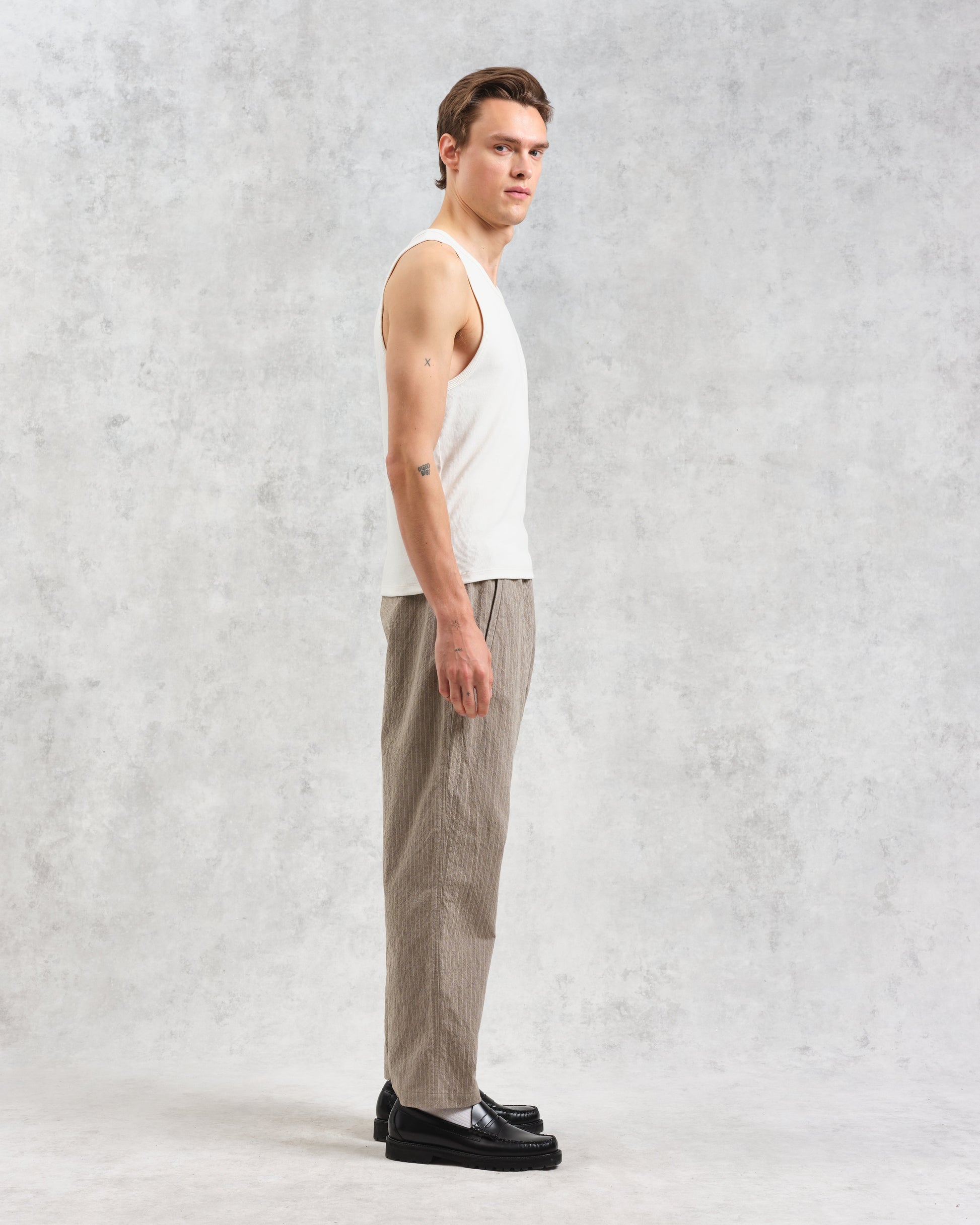 wax london men's Montague - Ecru Ribbed Organic Cotton Vest