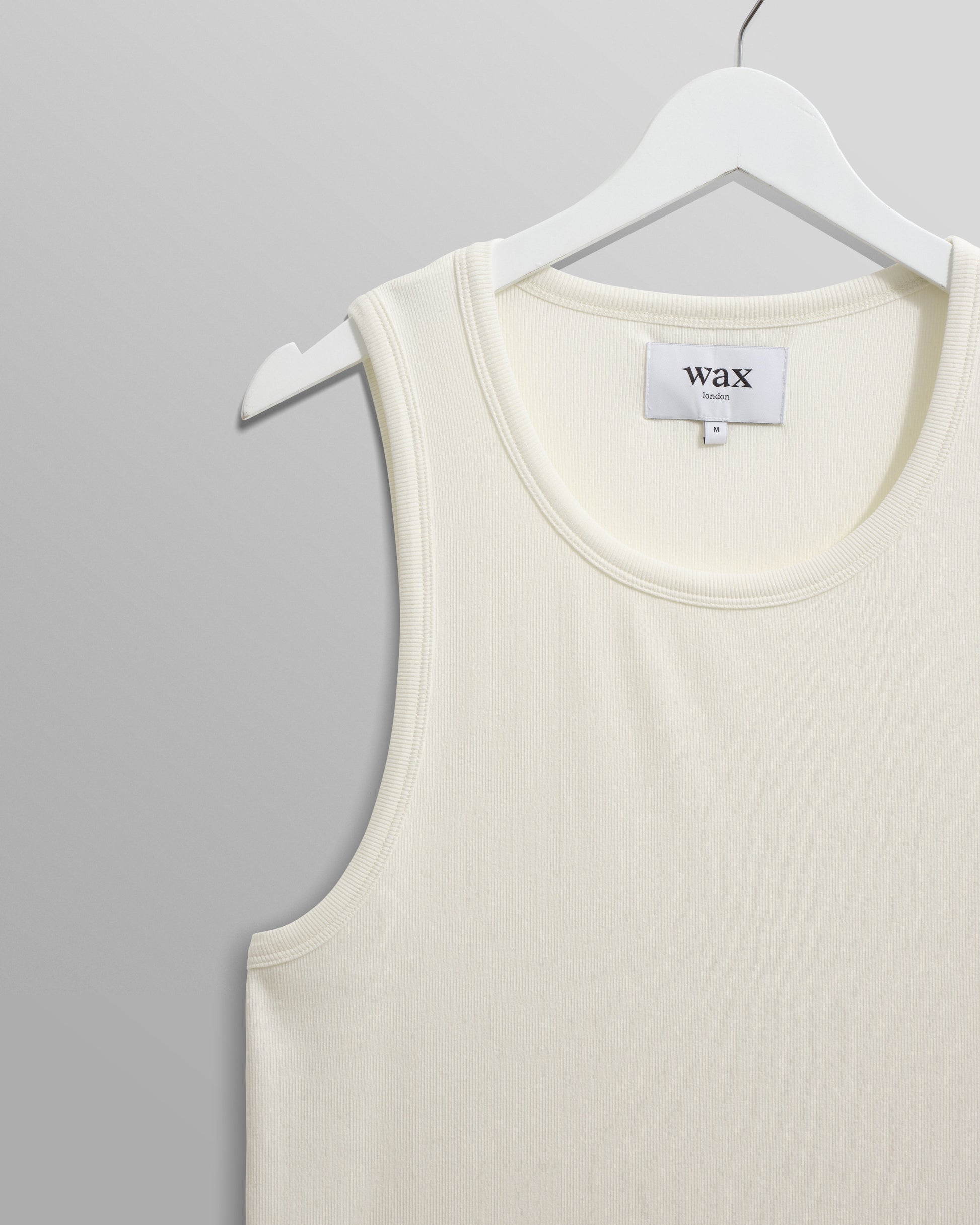 wax london men's Montague - Ecru Ribbed Organic Cotton Vest