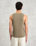 wax london men's Montague - Khaki Ribbed Organic Cotton Vest