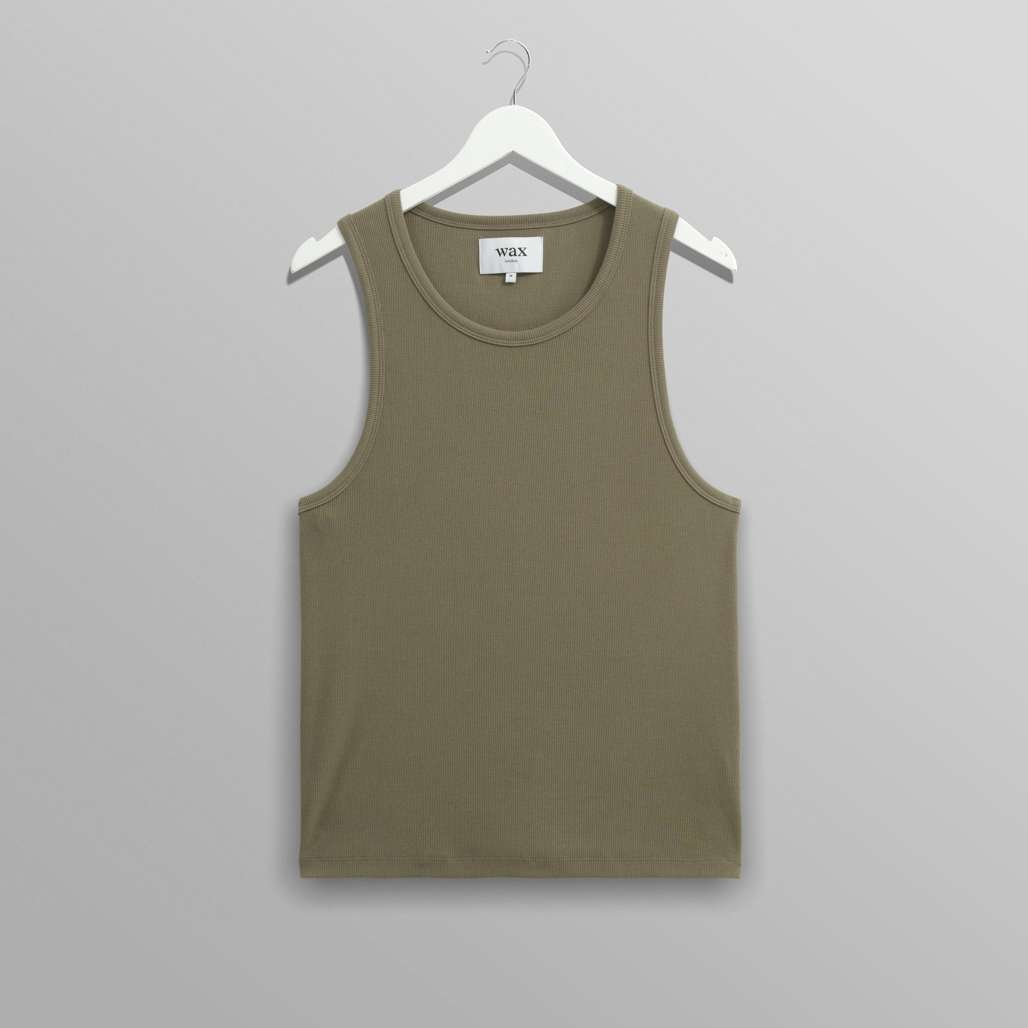 wax london men's Montague - Khaki Ribbed Organic Cotton Vest