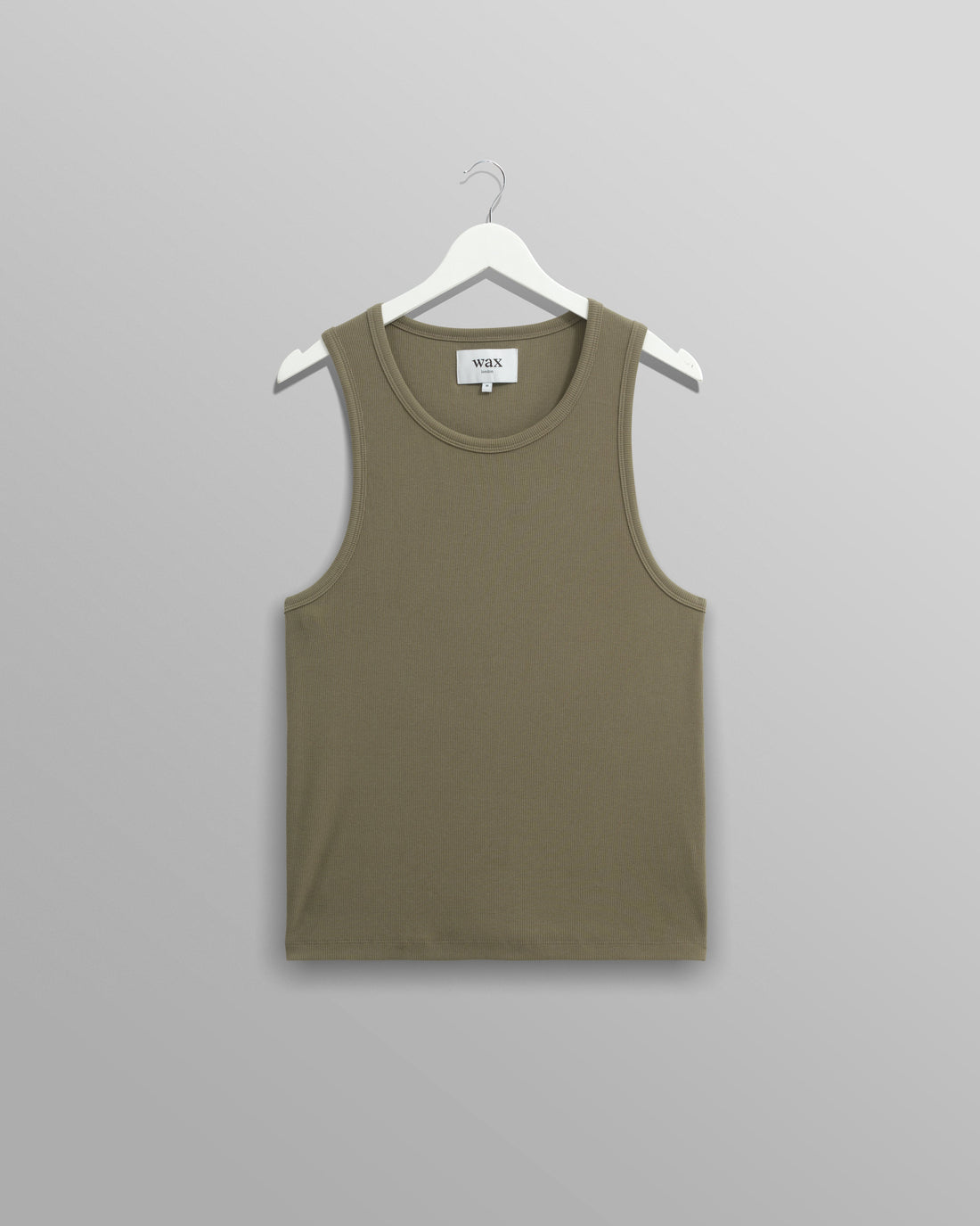 wax london men's Montague - Khaki Ribbed Organic Cotton Vest