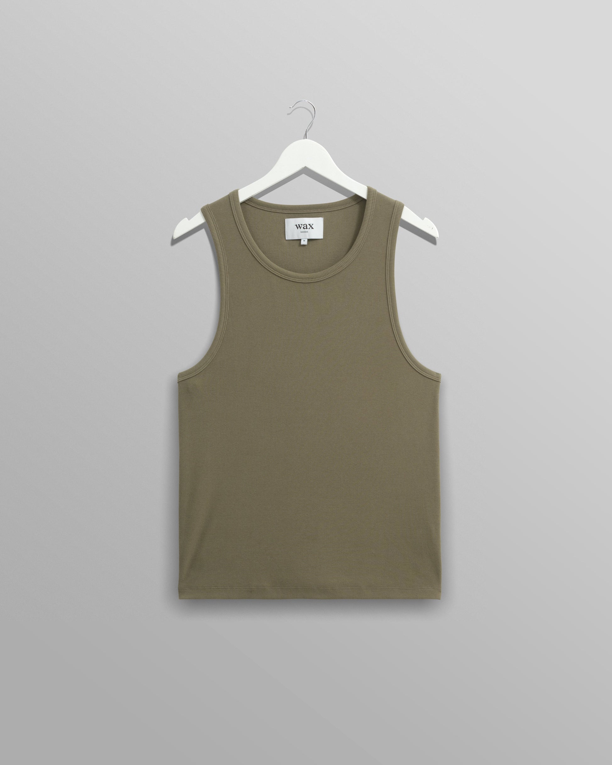 wax london men's Montague - Khaki Ribbed Organic Cotton Vest