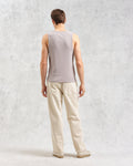 wax london men's Montague - Taupe Grey Ribbed Organic Cotton Vest