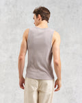 wax london men's Montague - Taupe Grey Ribbed Organic Cotton Vest