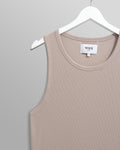 wax london men's Montague - Taupe Grey Ribbed Organic Cotton Vest