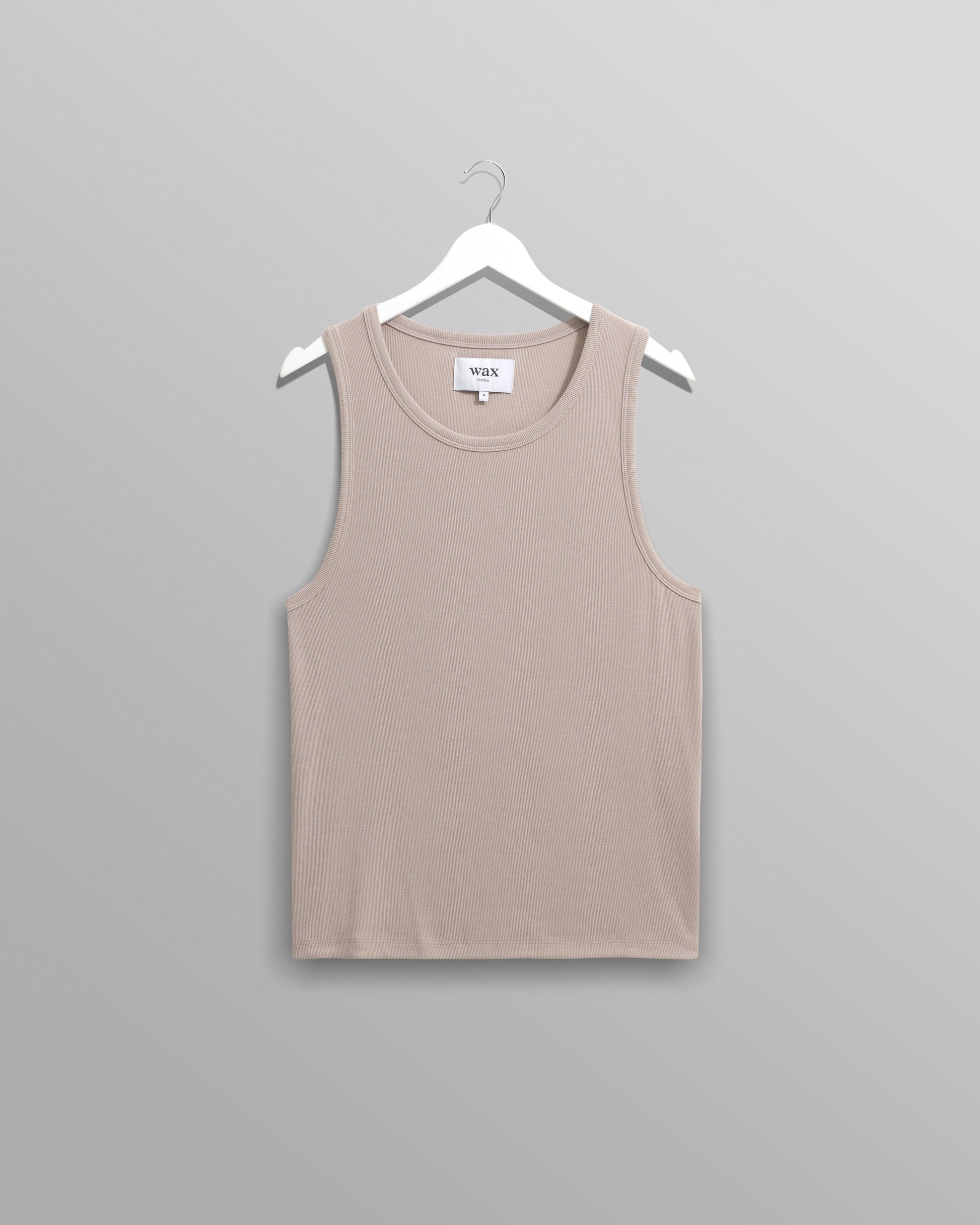 wax london men's Montague - Taupe Grey Ribbed Organic Cotton Vest