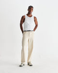 wax london men's Montague - White Ribbed Organic Cotton Vest