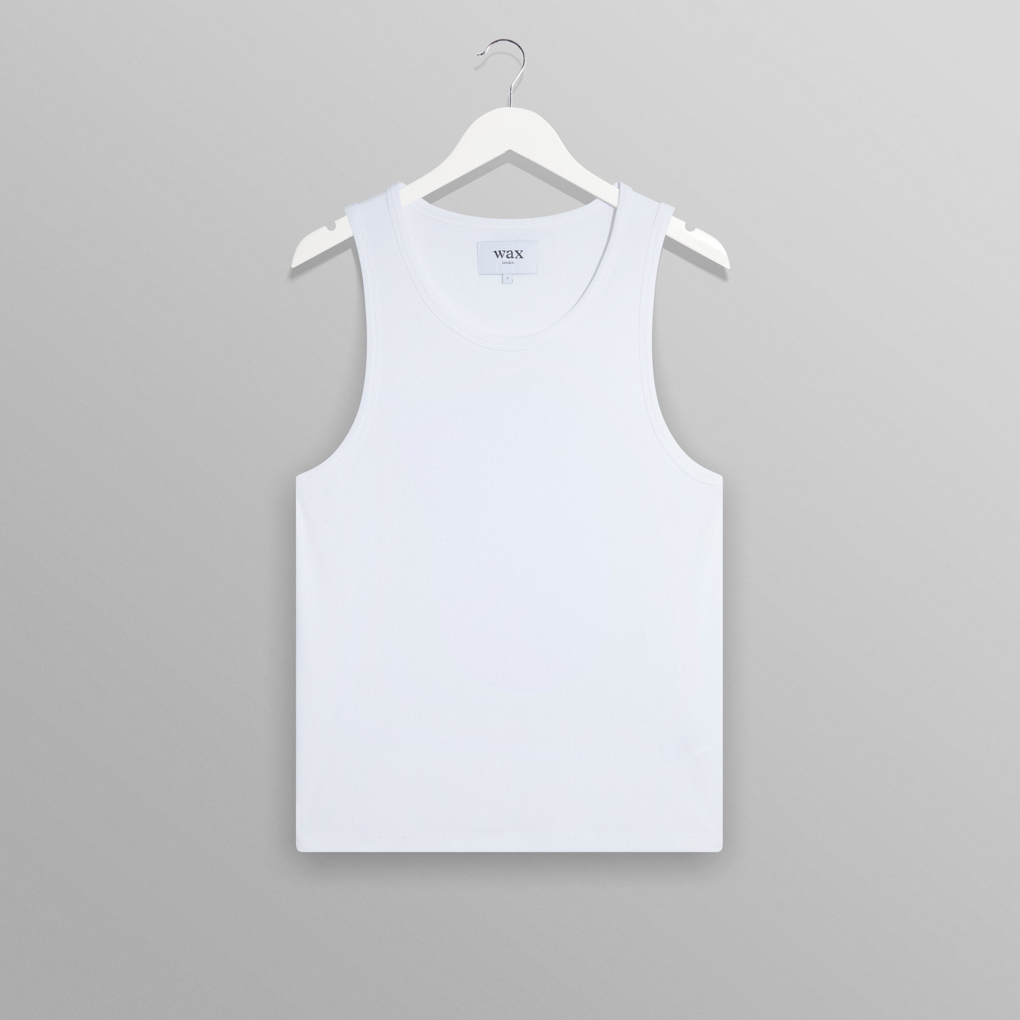 wax london men's Montague - White Ribbed Organic Cotton Vest