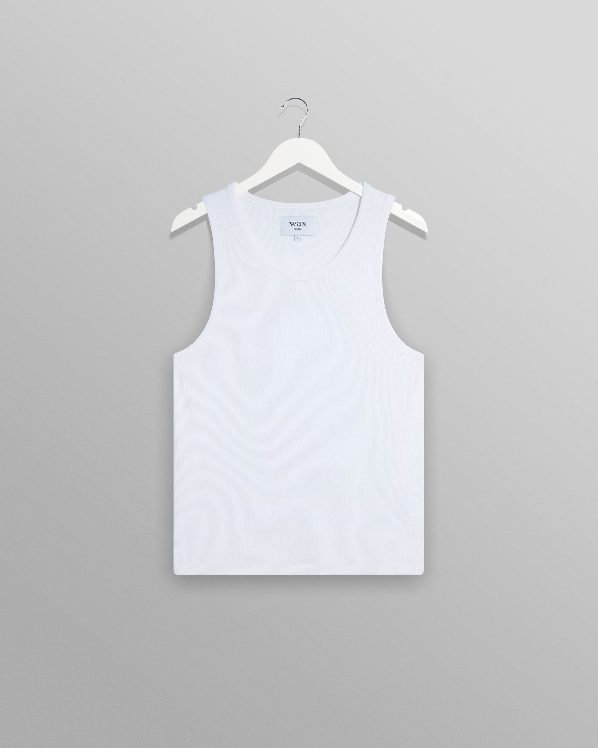 wax london men's Montague - White Ribbed Organic Cotton Vest