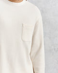 wax london men's Moore - Ecru Organic Waffle Textured Cotton T-Shirt