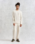 wax london men's Moore - Ecru Organic Waffle Textured Cotton T-Shirt
