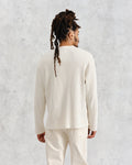 wax london men's Moore - Ecru Organic Waffle Textured Cotton T-Shirt