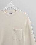 wax london men's Moore - Ecru Organic Waffle Textured Cotton T-Shirt