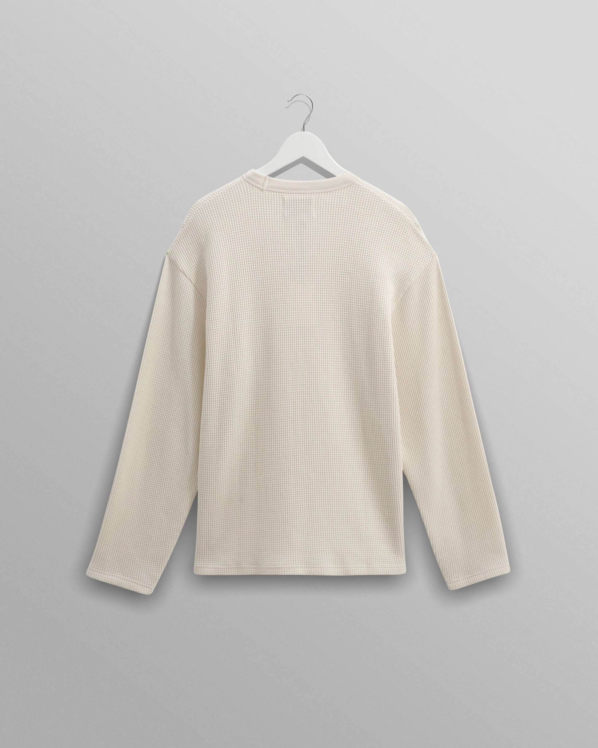 wax london men's Moore - Ecru Organic Waffle Textured Cotton T-Shirt