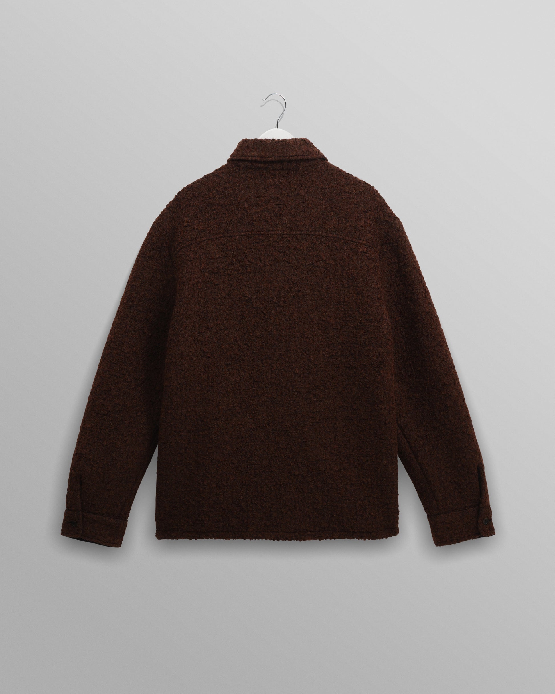 wax london men's Mount - Brown Reversible Bobble Wool Overshirt