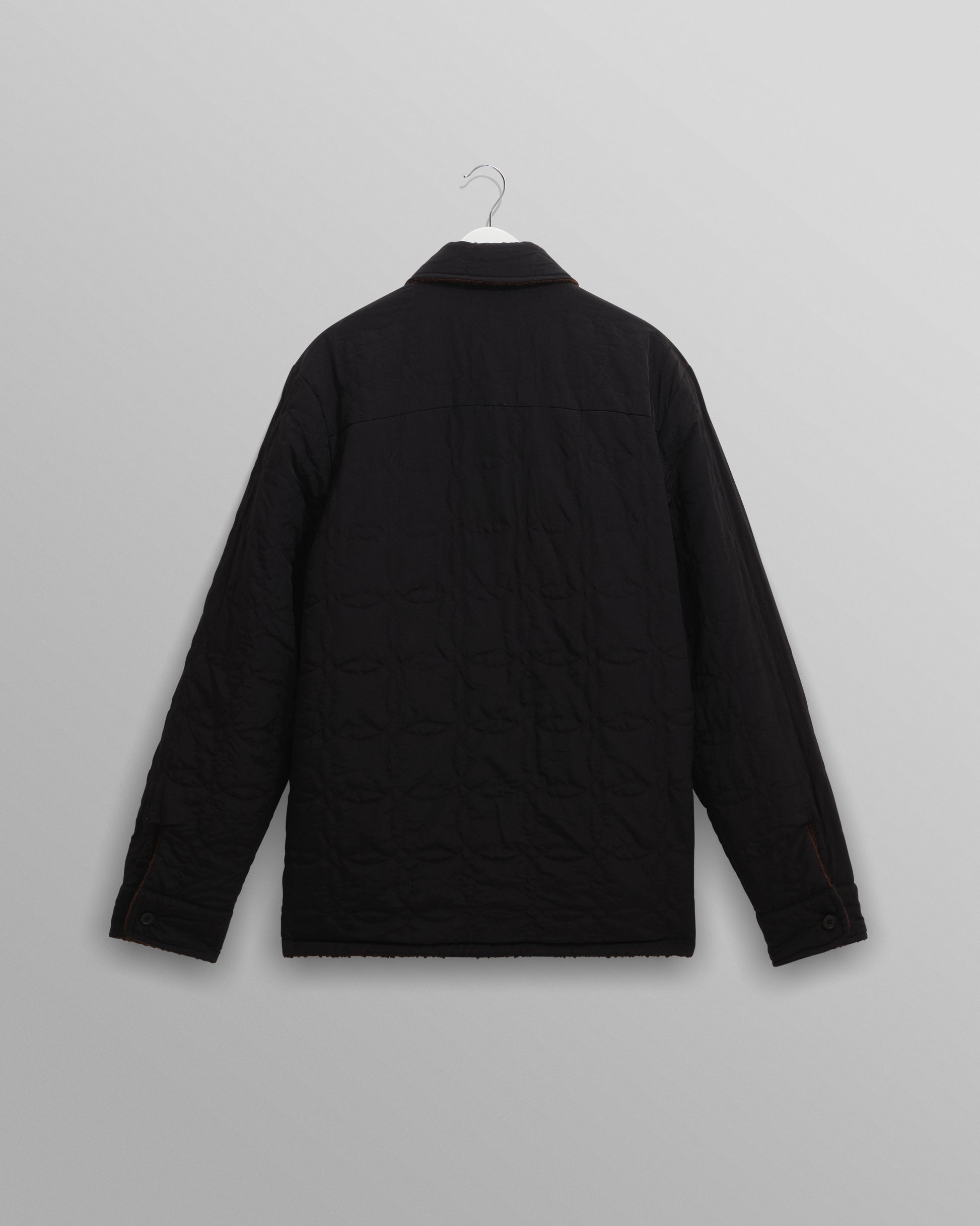 wax london men's Mount - Brown Reversible Bobble Wool Overshirt