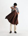 wax london men's Mount - Brown Reversible Bobble Wool Overshirt
